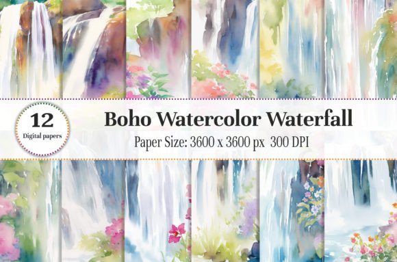 Download Boho Watercolor Waterfall Summer - Watercolor Collection
