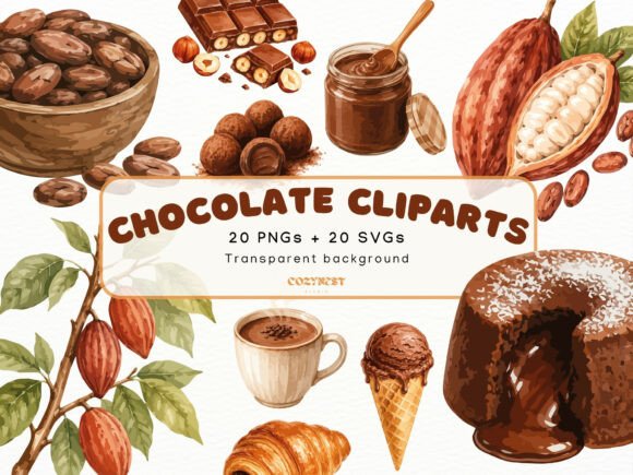 Download Chocolate Watercolor Cliparts Cacao Bean - Watercolor Collection