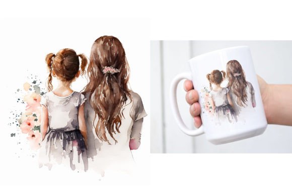 Download Mom and Daughter Watercolor Painting - Watercolor Collection