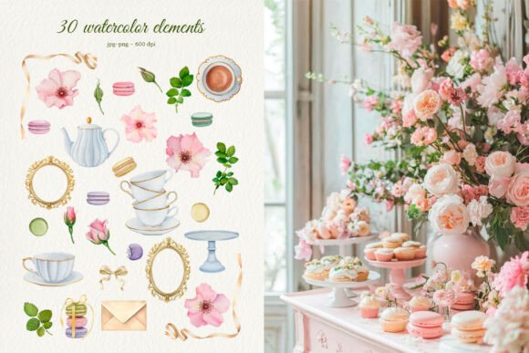 Download Rococo Wild Rose Tea Time Watercolor - Watercolor Collection
