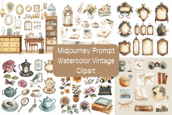 Download Prompt for Watercolor Vintage Clipart - Watercolor Collection