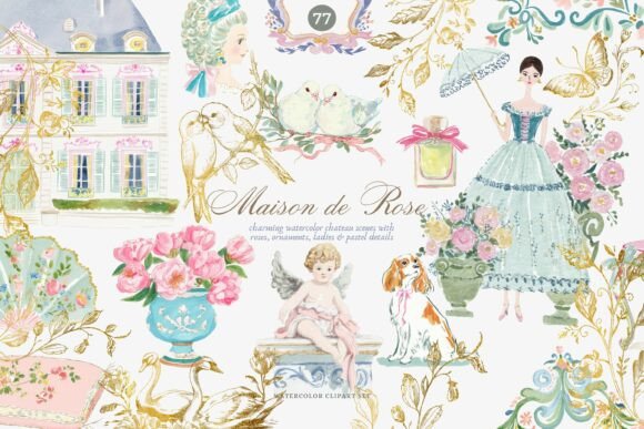 Download Watercolor Rococo Clipart Set - Watercolor Collection