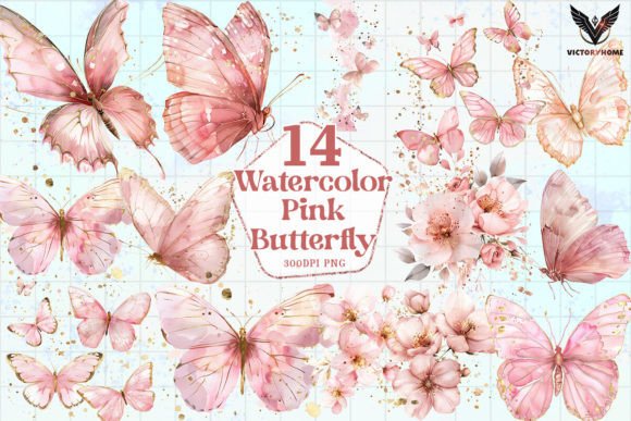 Download Watercolor Pink Butterfly Clipart PNG - Watercolor Collection