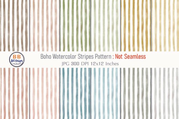 Download Boho Watercolor Stripes Pattern Paper - Watercolor Collection
