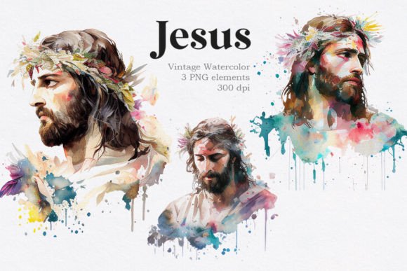 Download Jesus Christ Vintage Watercolor Clipart - Watercolor Collection