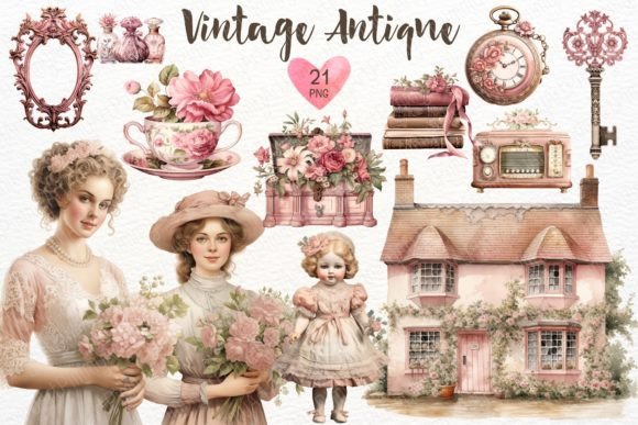 Download Vintage Antique Watercolor Clipart - Watercolor Collection