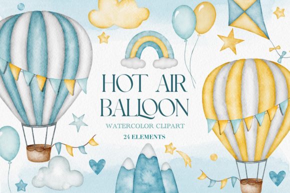 Download Watercolor Hot Air Balloon Clipart - Watercolor Collection