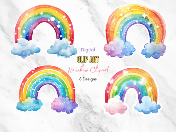Download Watercolor Rainbow Boho Clip Art - Watercolor Collection