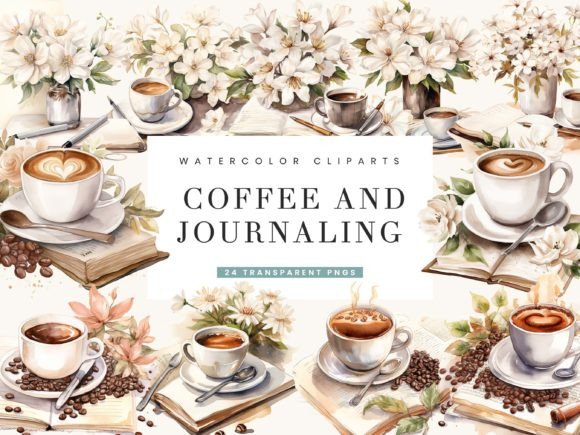 Download Watercolor Coffee and Journaling Clipart - Watercolor Collection