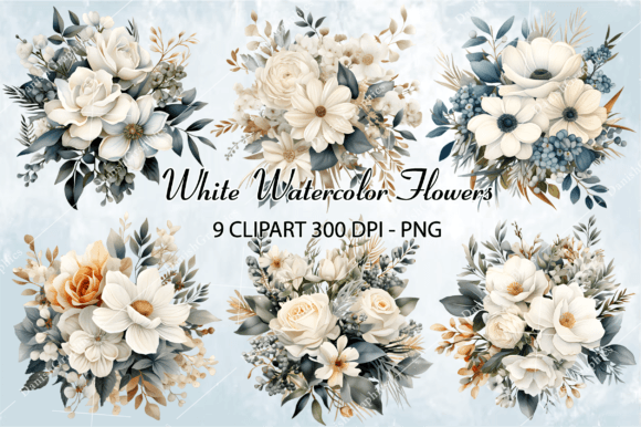Download White Watercolor Flowers Clipart - Watercolor Collection