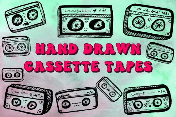 Download Retro Doodles: Hand Drawn Cassette Tapes - Cassette tape Collection