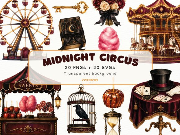 Download Dark Circus Watercolor Cliparts PNG - Watercolor Collection