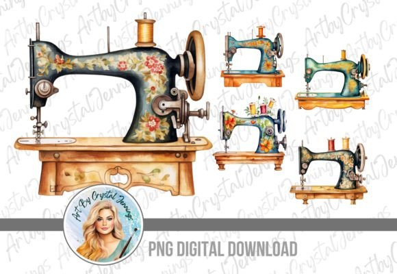 Download Vintage Watercolor Sewing Machine PNG - Watercolor Collection
