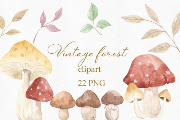 Download Vintage Watercolor Forest Mushrooms - Watercolor Collection
