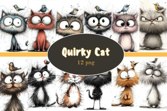 Download Quirky Cat Clip Art Watercolor - Watercolor Collection