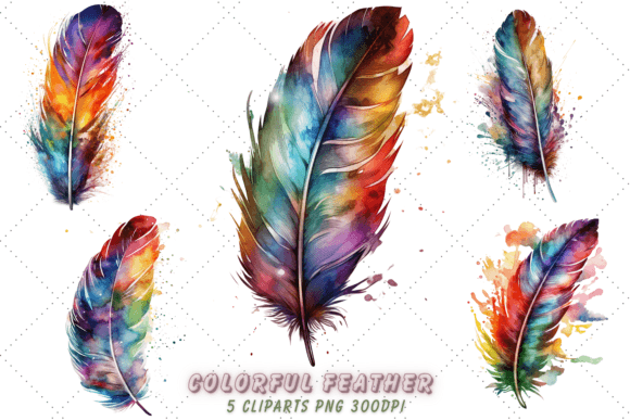 Download Colorful Feather Vintage Watercolor Art - Watercolor Collection