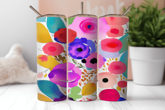 Download Bright Watercolor Floral Tumbler Wrap - Watercolor Collection